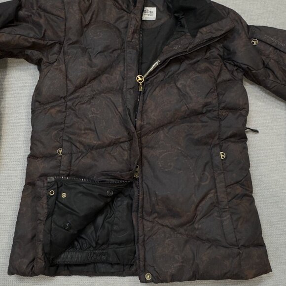 Columbia Womens Titanium 550 Jacket Black Brown Paisley 2 Way Zip Ski Coat Sz M - Picture 6 of 16